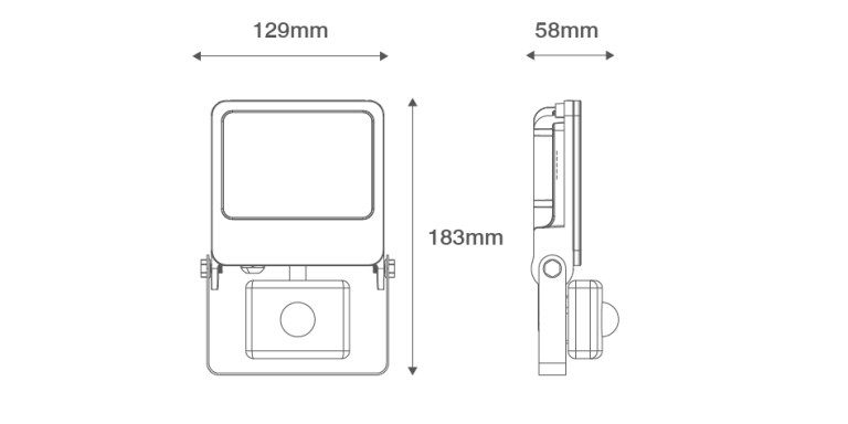 20W LED PIR FLOODLIGHT IP44 4000K BLACK