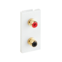 25x50mm Module 2 x Gold Phono/Audio Socket (1xRed 1xBlack) White