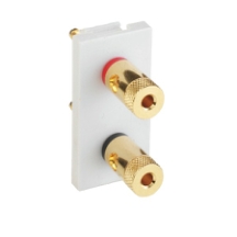 25x50mm Module 2 x Gold Binding Post Socket (1xRed 1xBlack) White