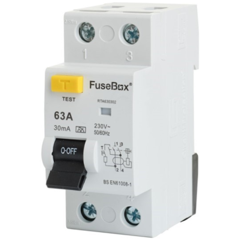 FUSEBOX 63A 30MA 2P RCD