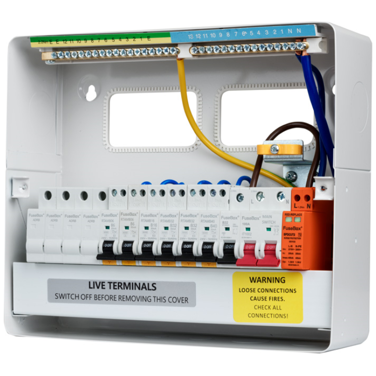 T2 Surge Protection Consumer Unit 10 Way (100A Main Switch) SPD T2