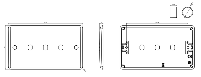 MLA CU3DIM 3G EMPTY DIMMER PLATE WHITE | ROUND