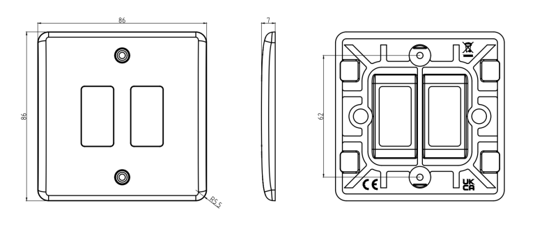 MLA CUG2 2G GRID FRONTPLATE WHITE | ROUND