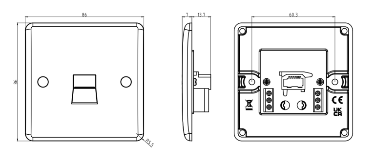 MLA CU7400 1G SECONDARY BT TELEPHONE SOCKET OUTLET WHITE | ROUND