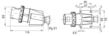 16A 2P+E 230V IP67 AP/IN