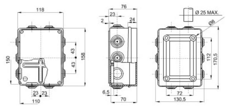 Junction Box Plain Screw Fix Lid IP55 150 x 110 x 70mm