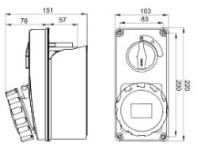 SWI/SKT INT IP55 16A 4P