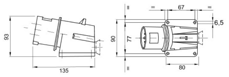 90° Angled Surface Mounting Inlet 32A Blue