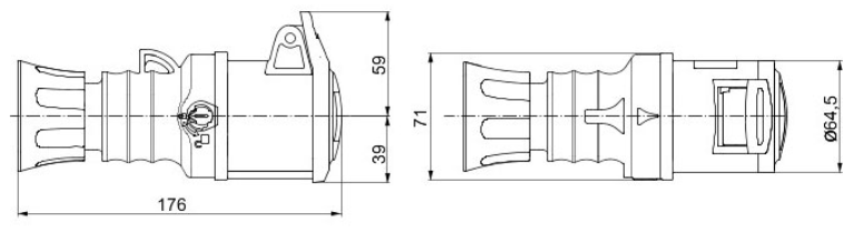 415V Straight Connector Triple Pole +E 32A