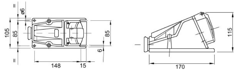 415V Angled Surface Mounting Socket Outlet 4P +E 32A Red