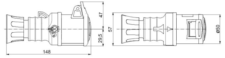 110V Straight Connector Double Pole +E 16A