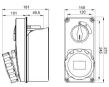 63A 2P+E 230V IP55 S/SKT