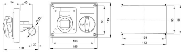 Fixed Interlocked Horizontal Socket Outlet 16A